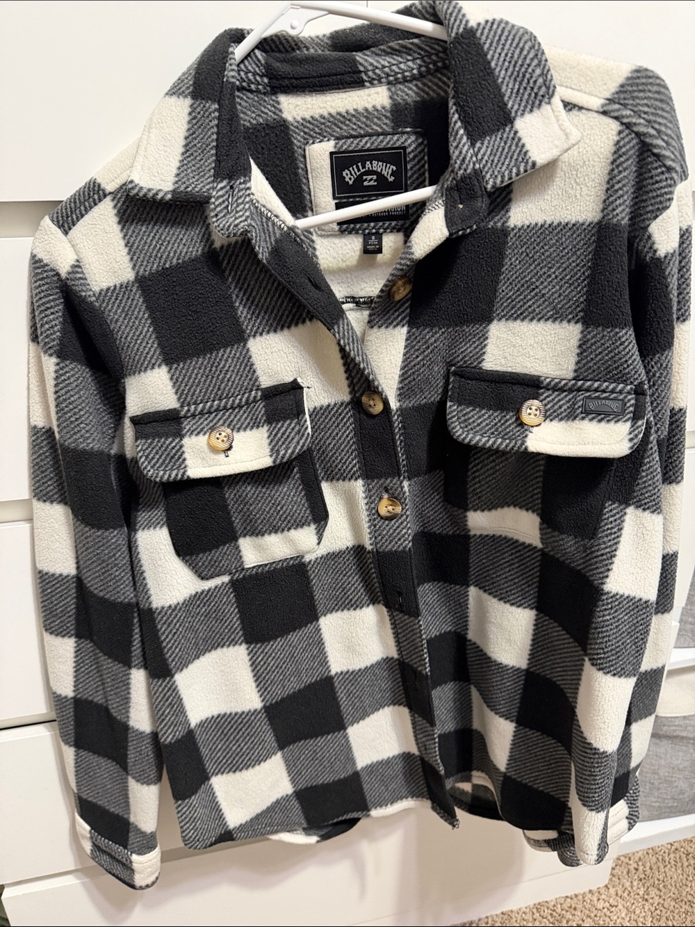 Women’s Billabong Black & White Checkered Fleece Jacket